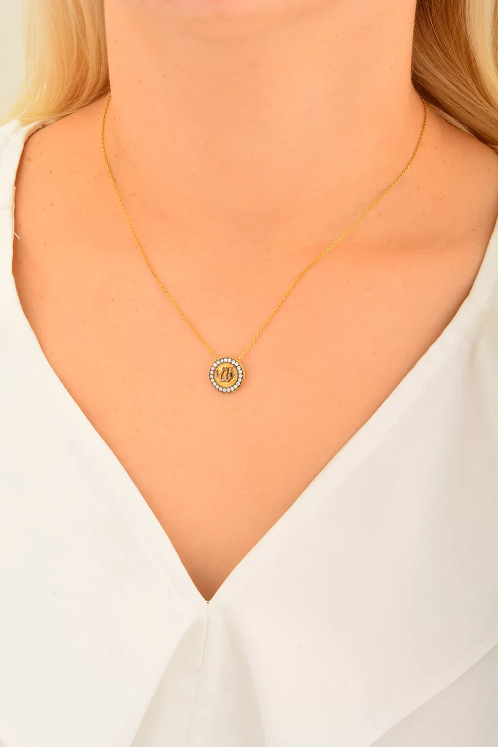 Cebeci 14 Ayar Allah Yazılı Rose Altın Kolye