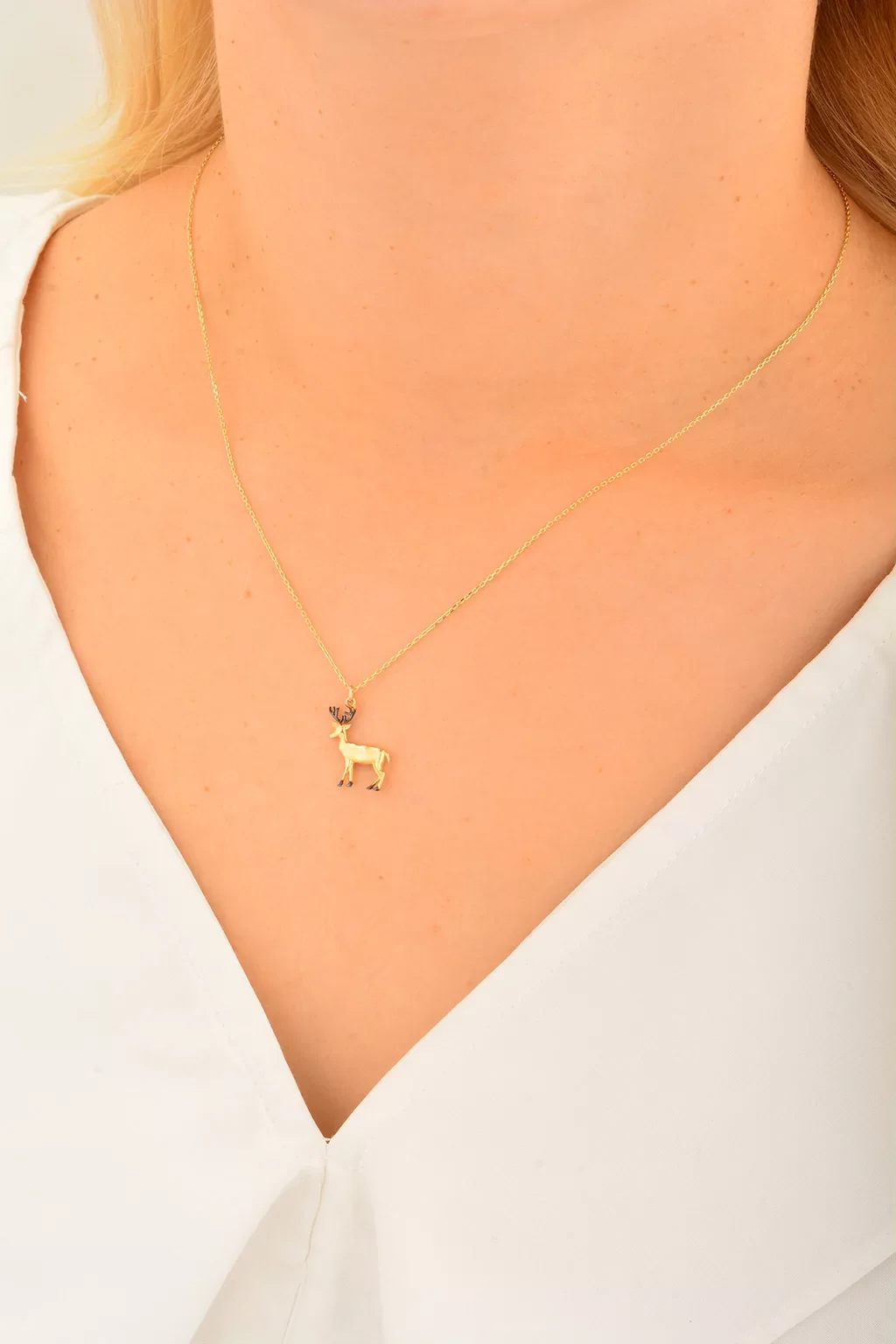 Cebeci 14 Ayar Altın Geyik Kolye