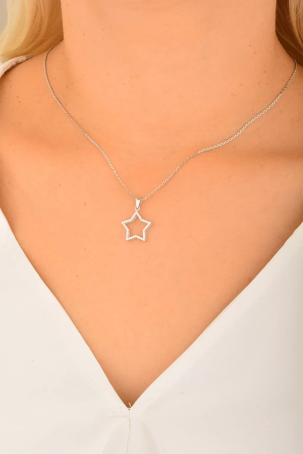 Cebeci 14 Ayar Altın Taşlı Yıldız Kolye Ucu