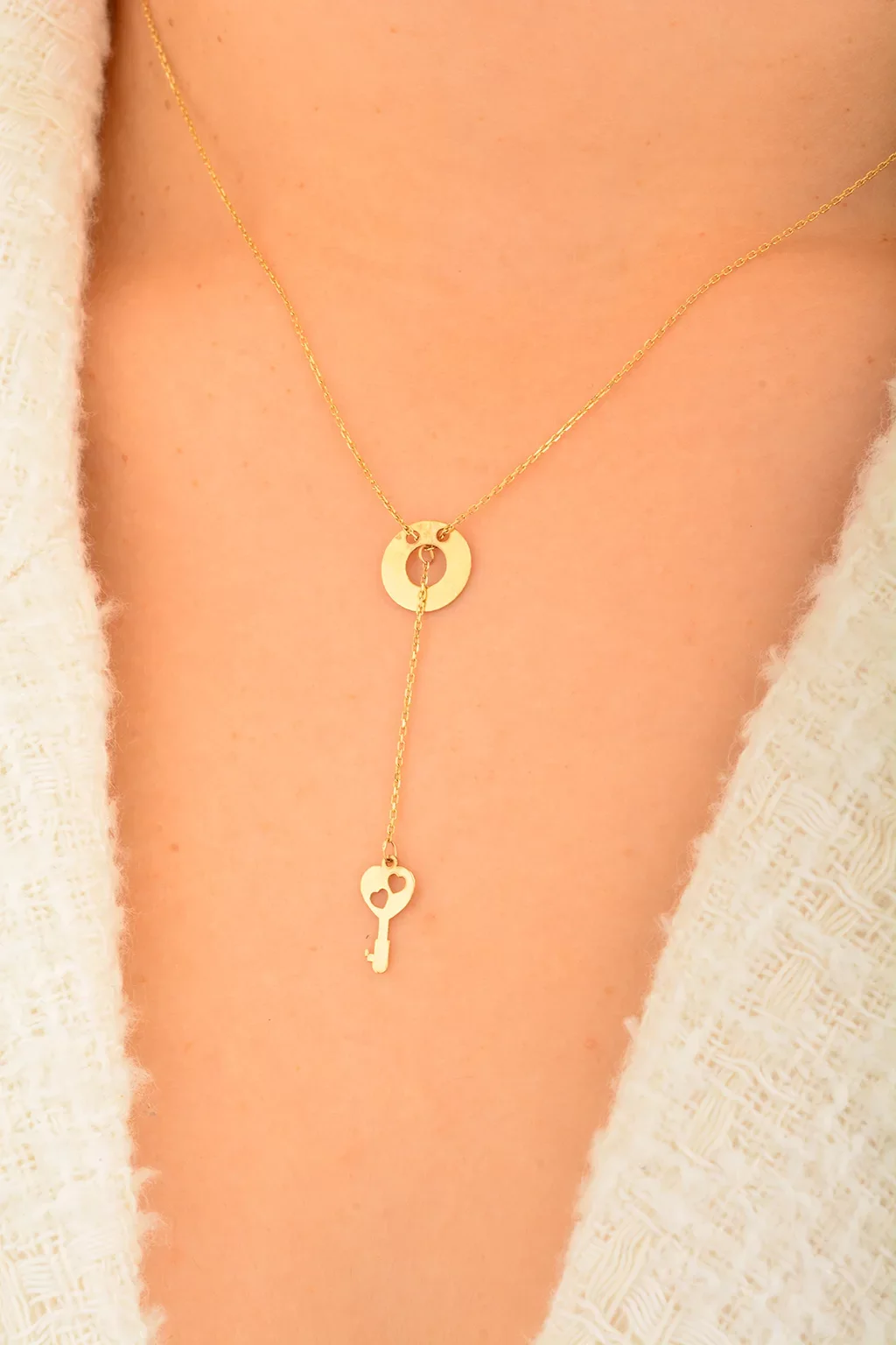 Cebeci 14 Ayar Aşk Anahtar Altın Kolye