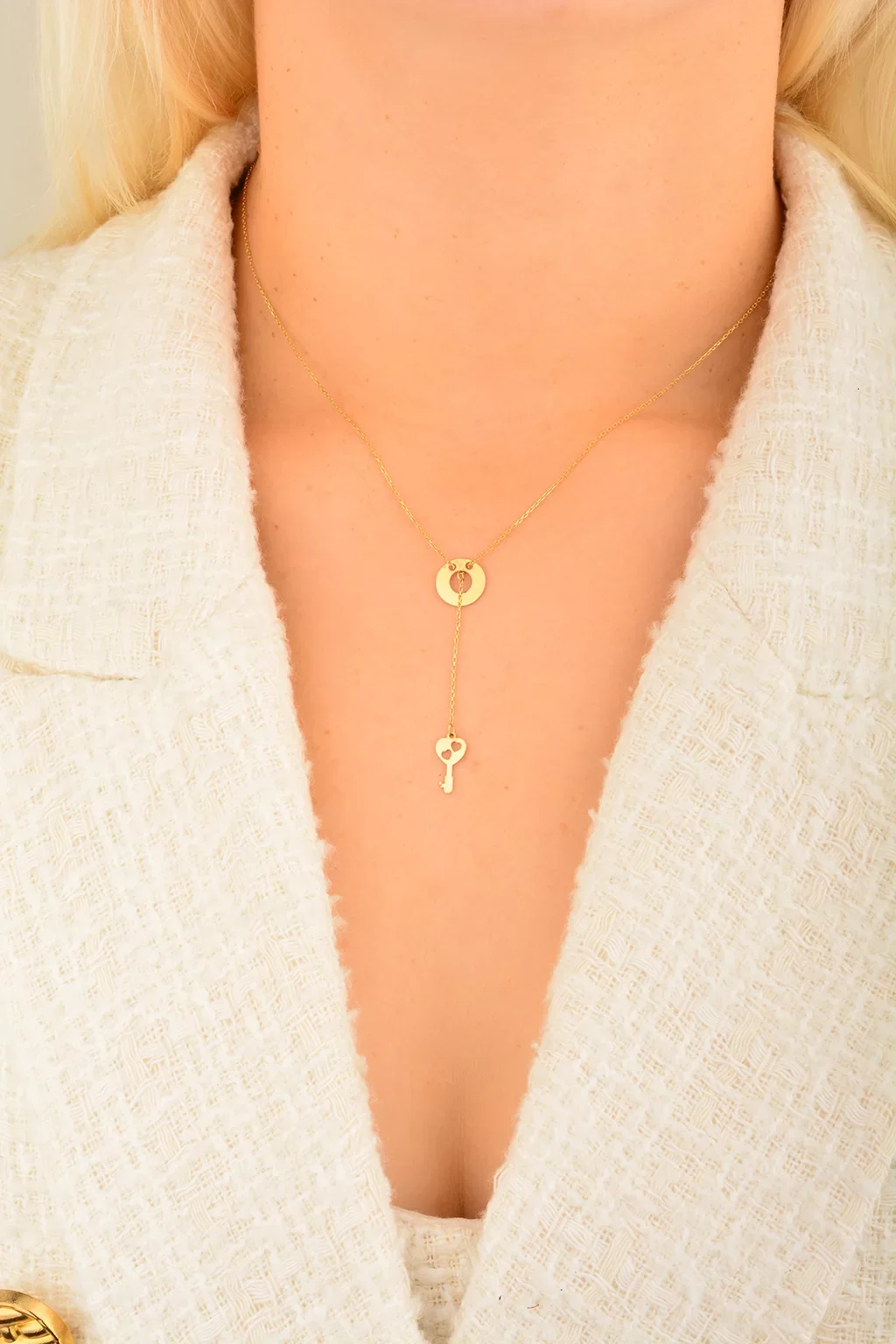 Cebeci 14 Ayar Aşk Anahtar Altın Kolye