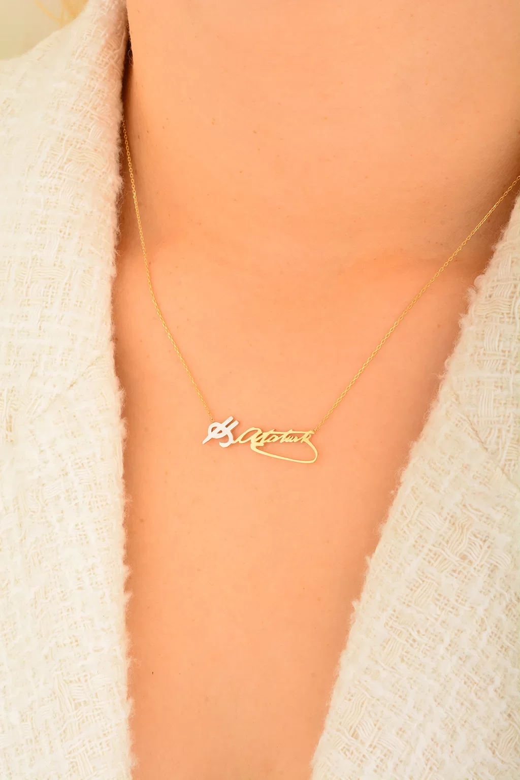 Cebeci 14 Ayar Atatürk İmzalı Altın Kolye