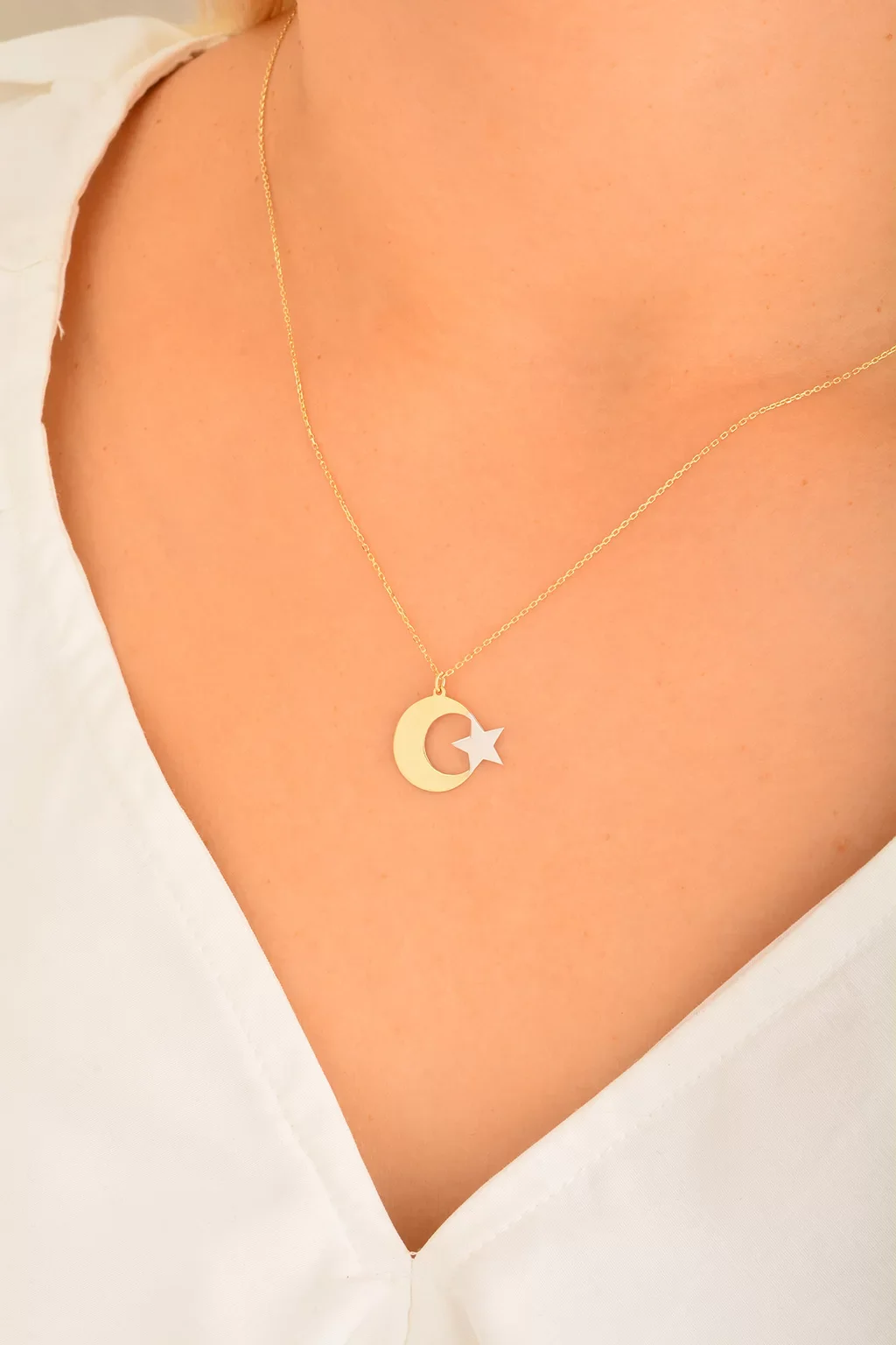 Cebeci 14 Ayar Ay Yıldız Altın Kolye
