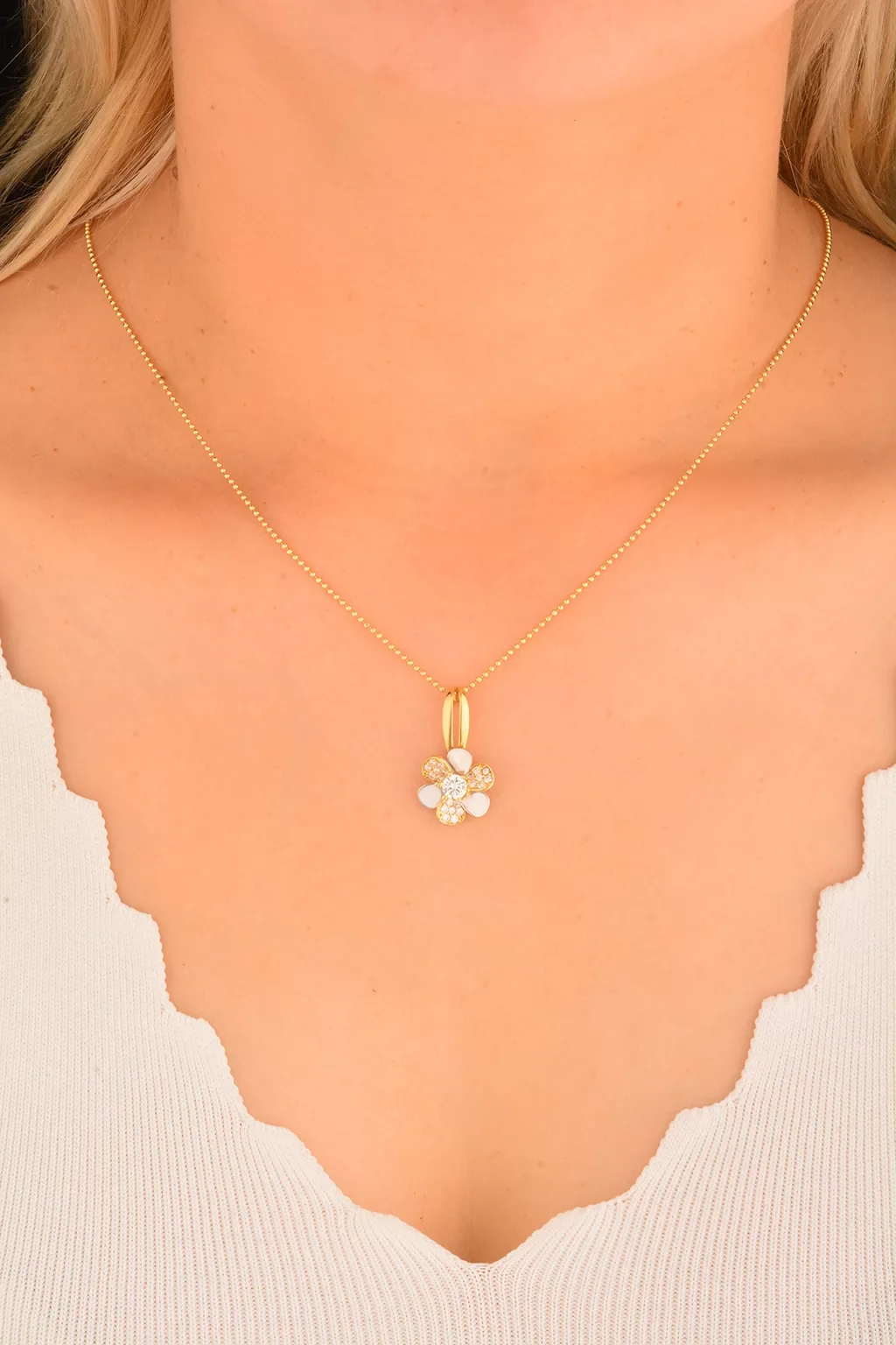 Cebeci 14 Ayar Çiçek Altın Kolye Ucu