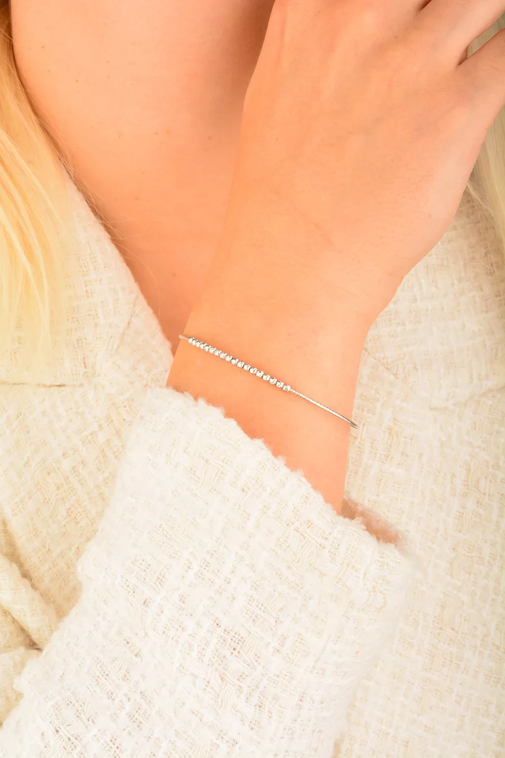 Cebeci 14 Ayar Dorikalı Beyaz Altın Bileklik