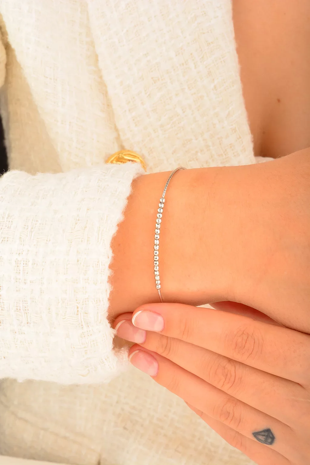 Cebeci 14 Ayar Dorikalı Beyaz Altın Bileklik