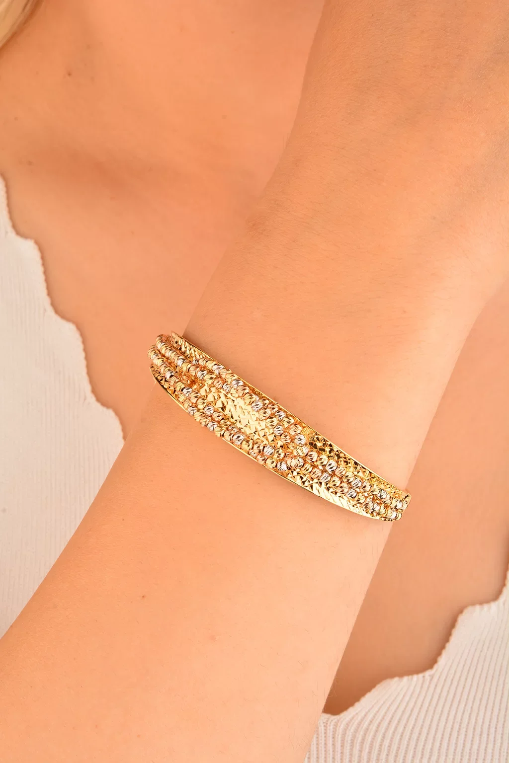 Cebeci 14 Ayar Dorikalı Çok Renkli Altın Bilezik