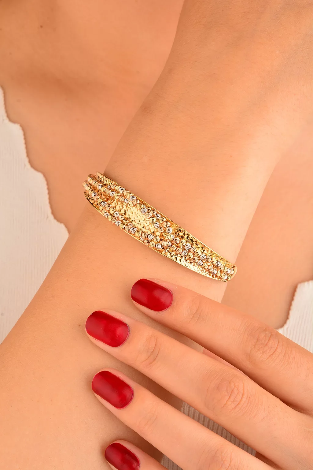 Cebeci 14 Ayar Dorikalı Çok Renkli Altın Bilezik