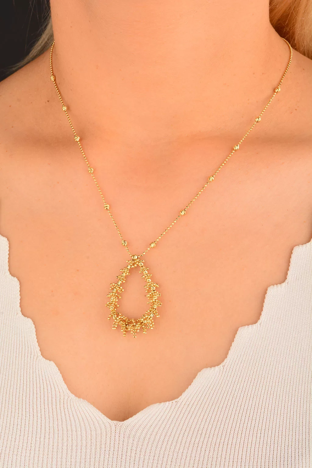 Cebeci 14 Ayar Dorikalı Damla Altın Kolye