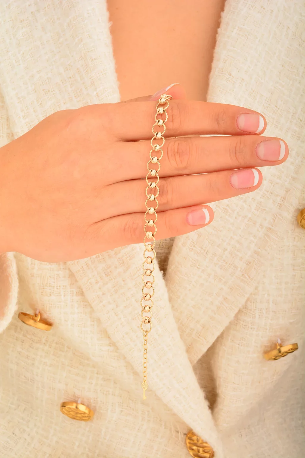 Cebeci 14 Ayar Dorikalı Halka Rose Altın Bileklik