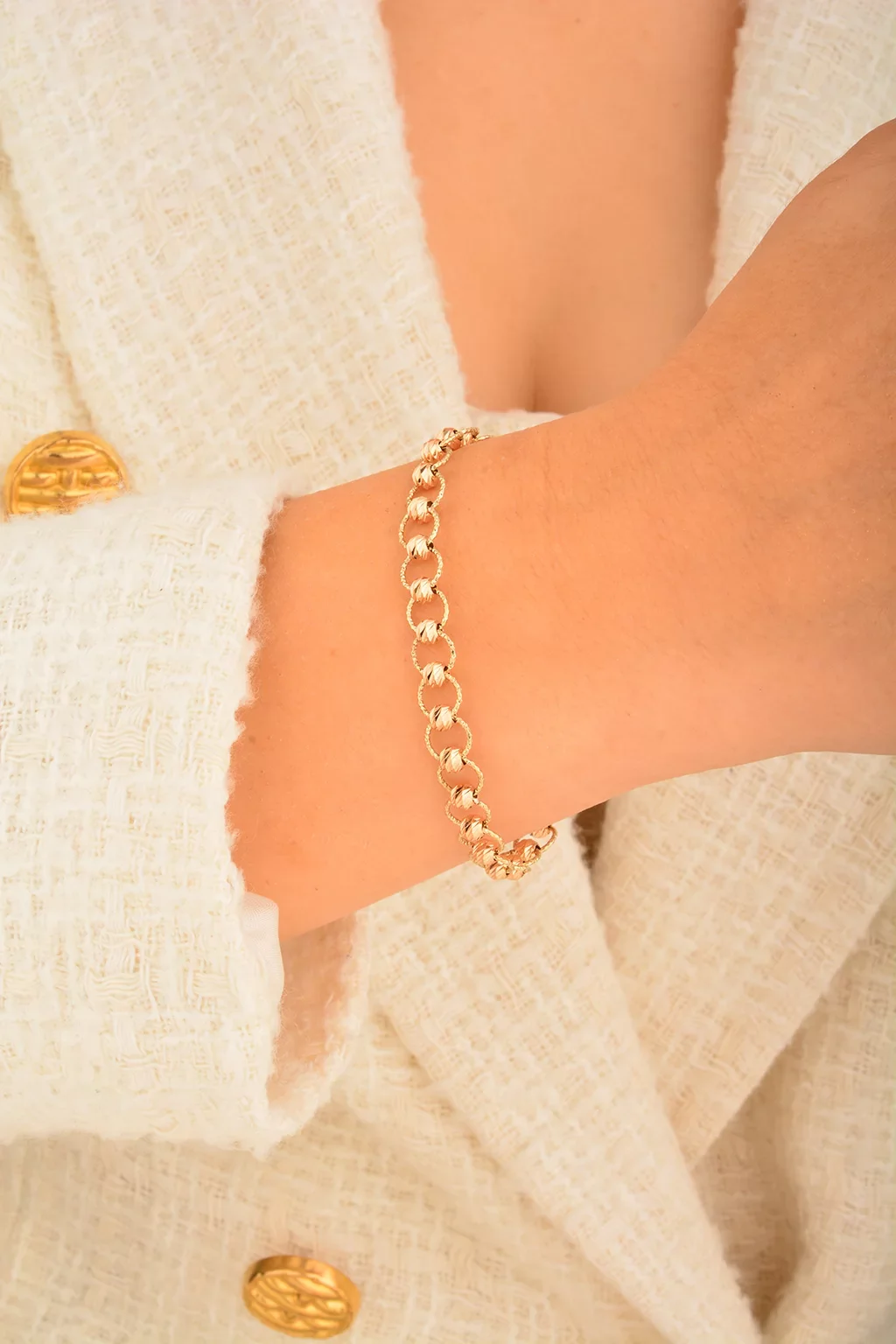 Cebeci 14 Ayar Dorikalı Halka Rose Altın Bileklik