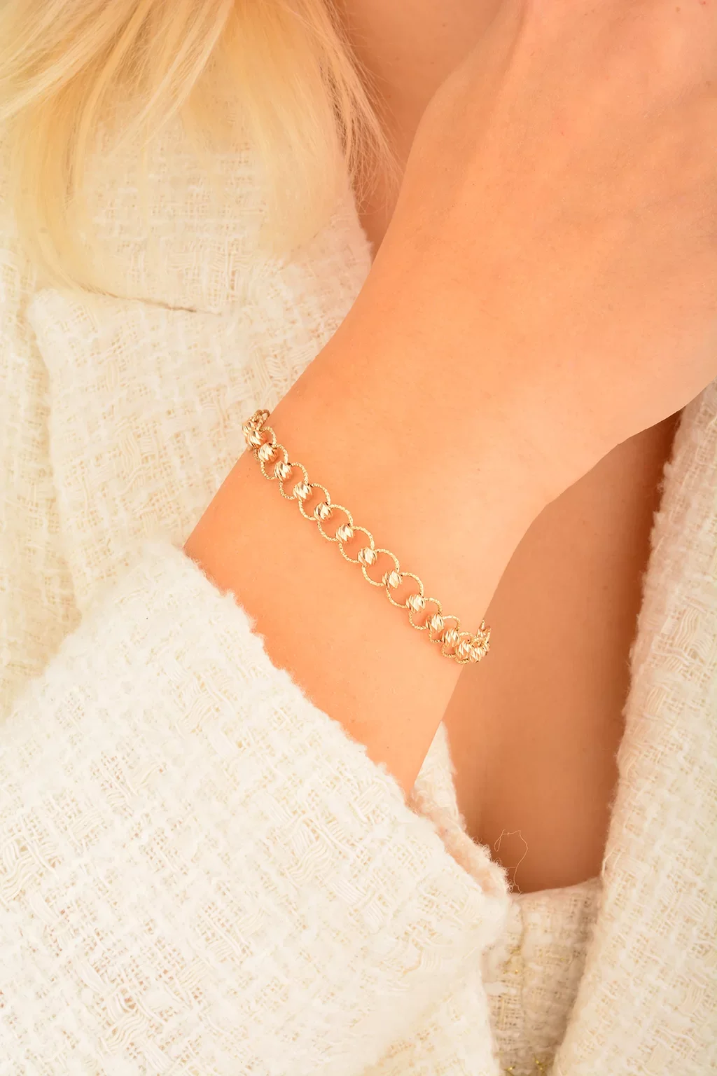 Cebeci 14 Ayar Dorikalı Halka Rose Altın Bileklik