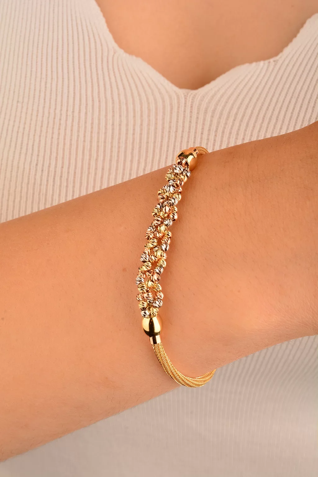 Cebeci 14 Ayar Dorikalı Hasır İp Altın Bileklik