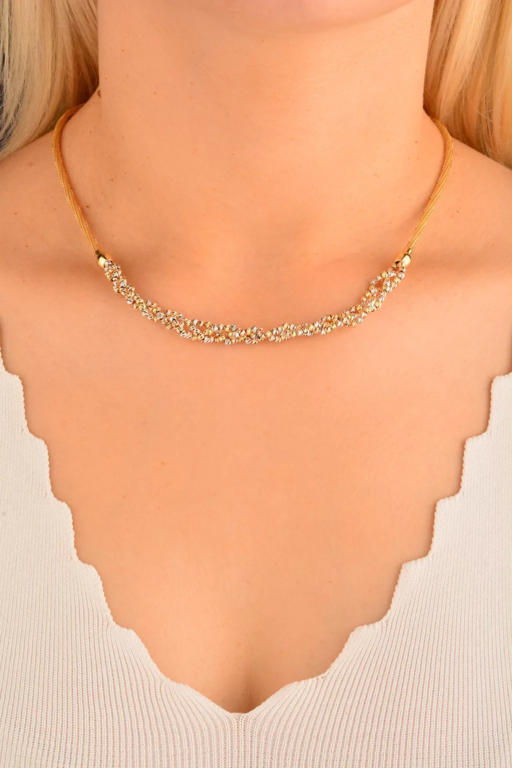 Cebeci 14 Ayar Dorikalı Hasır İp Altın Kolye