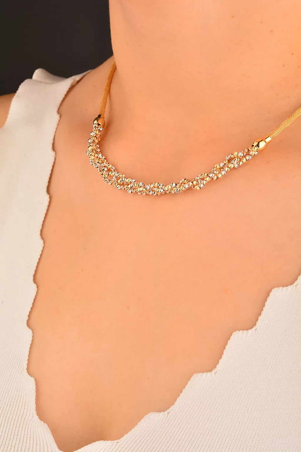 Cebeci 14 Ayar Dorikalı Hasır İp Altın Kolye