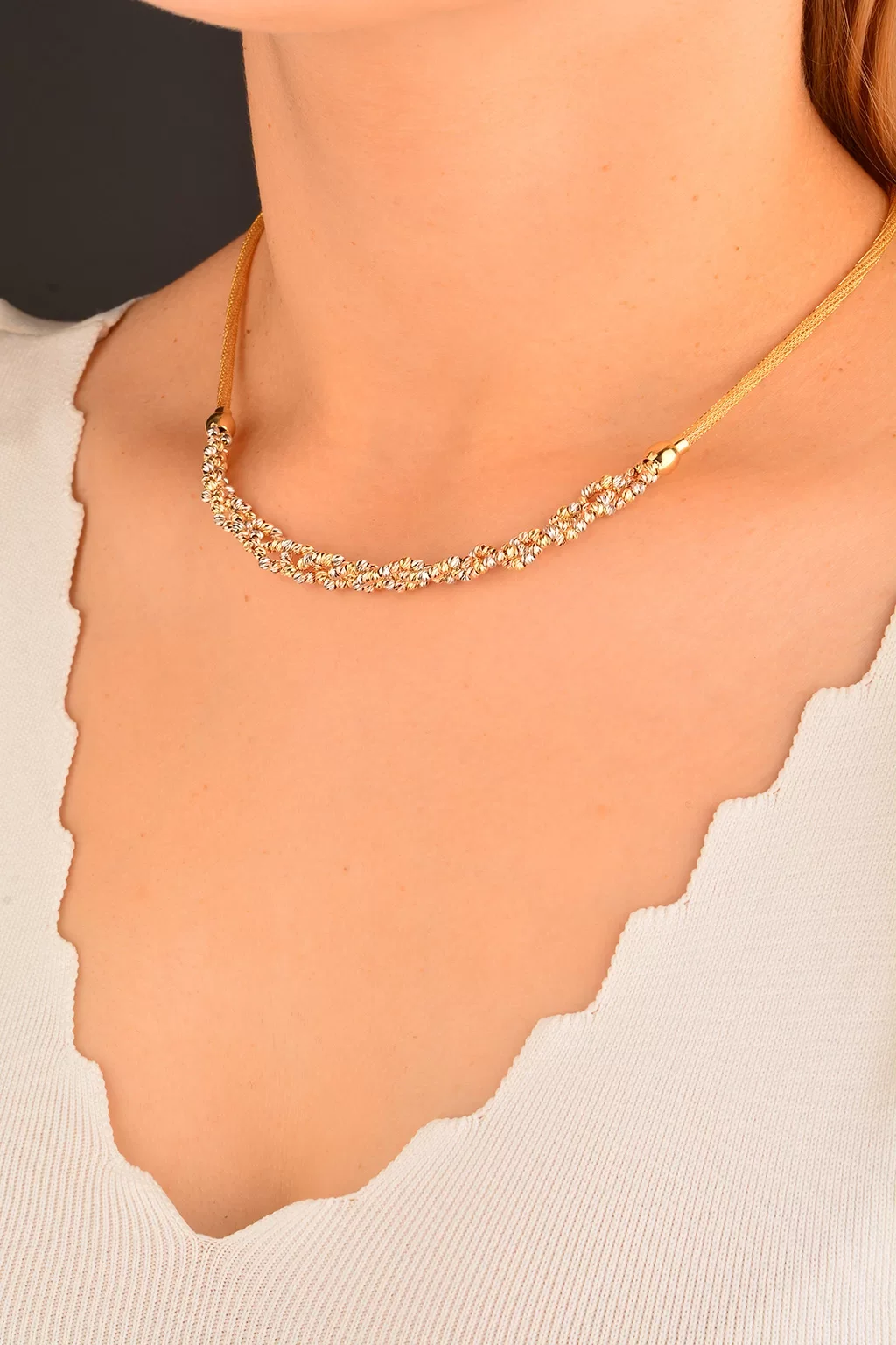 Cebeci 14 Ayar Dorikalı Hasır İp Altın Kolye