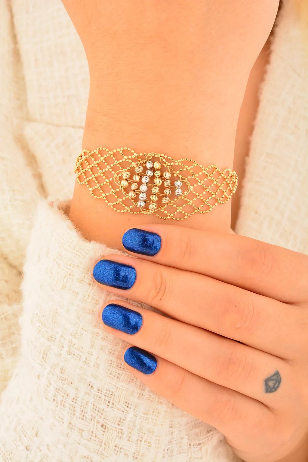 Cebeci 14 Ayar Dorikalı Örgü Altın Bileklik