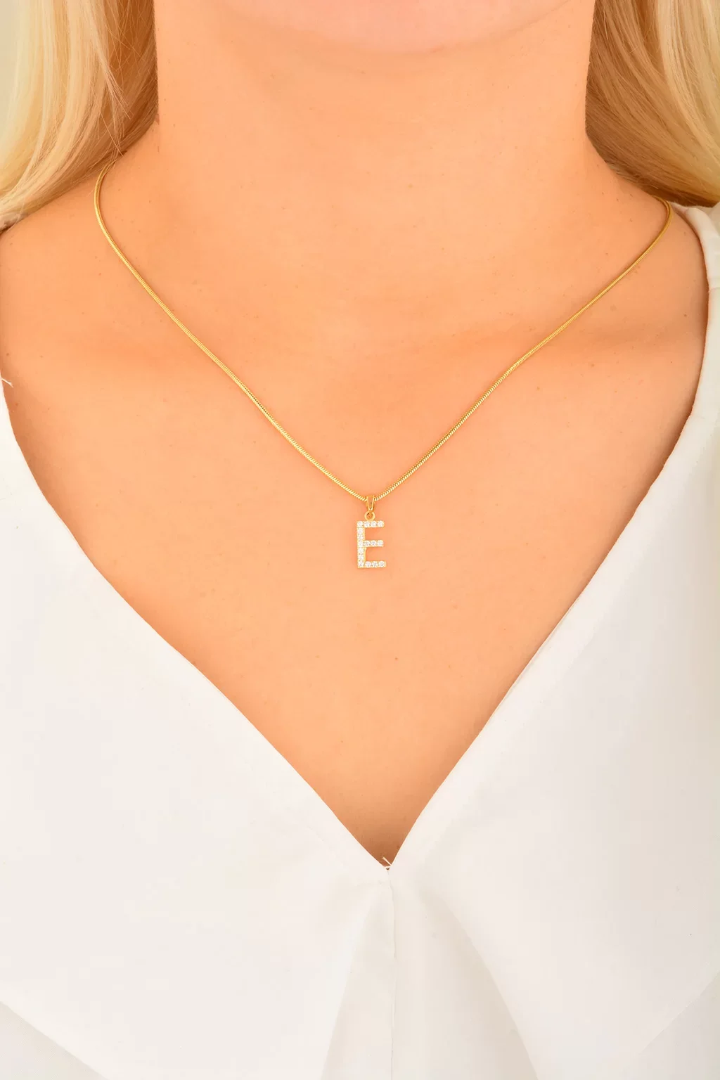 Cebeci 14 Ayar E Harfli Altın Kolye Ucu