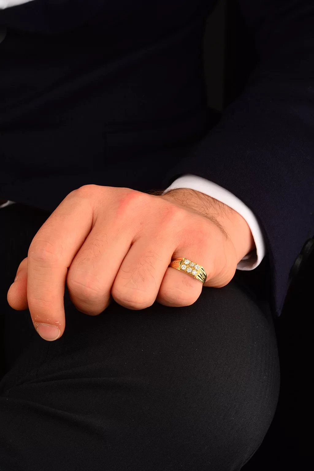 Cebeci 14 Ayar Erkek Taşlı Altın Yüzük