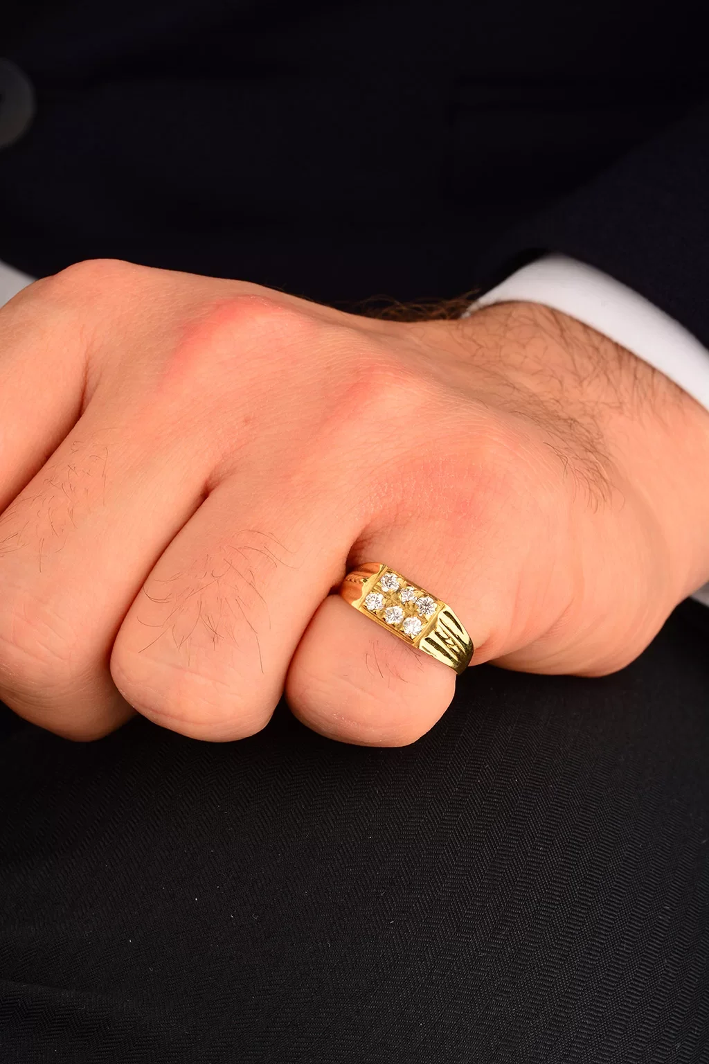 Cebeci 14 Ayar Erkek Taşlı Altın Yüzük