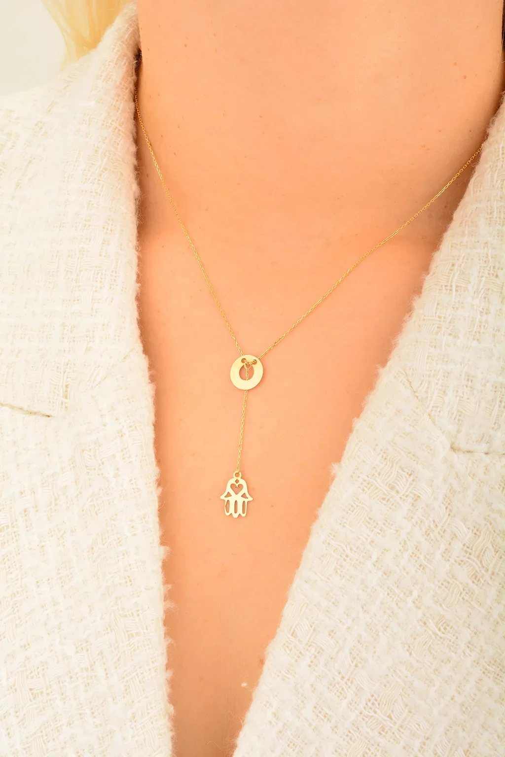 Cebeci 14 Ayar Fatma Ana Eli Altın Kolye