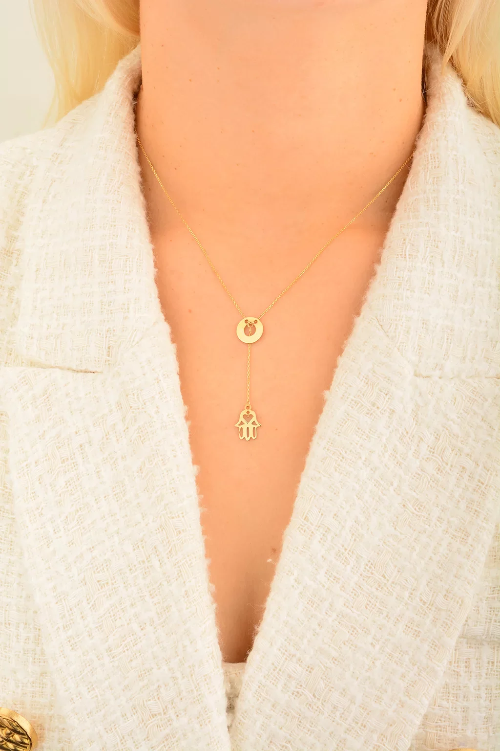 Cebeci 14 Ayar Fatma Ana Eli Altın Kolye