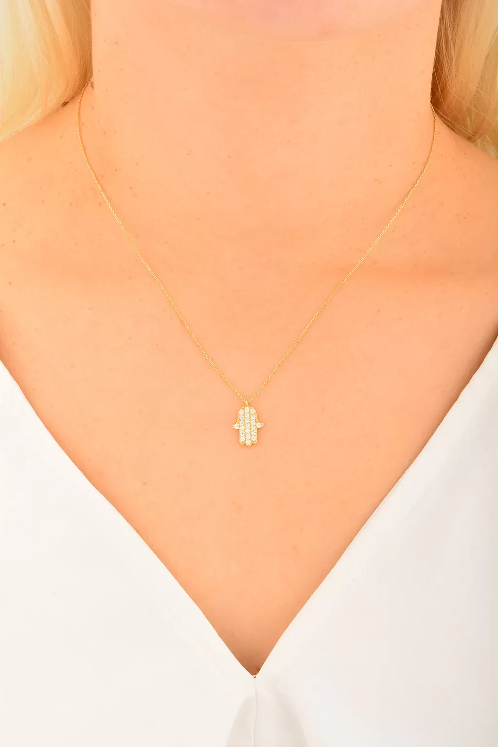 Cebeci 14 Ayar Fatma Ana Eli Altın Kolye