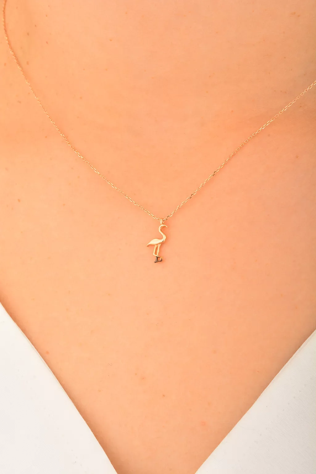 Cebeci 14 Ayar Flamingo Rose Altın Kolye