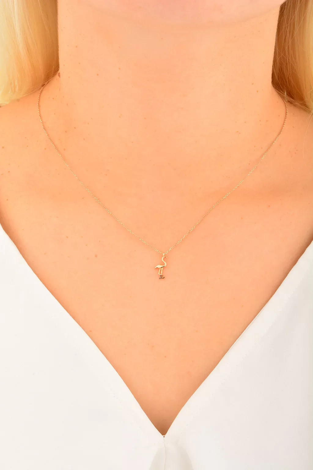 Cebeci 14 Ayar Flamingo Rose Altın Kolye