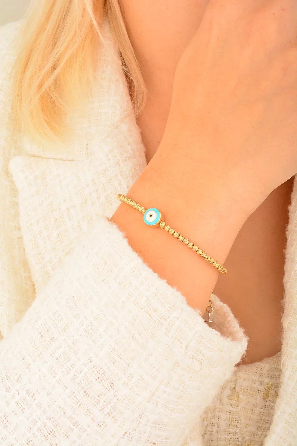 Cebeci 14 Ayar Göz Boncuklu Dorikalı Bilezik