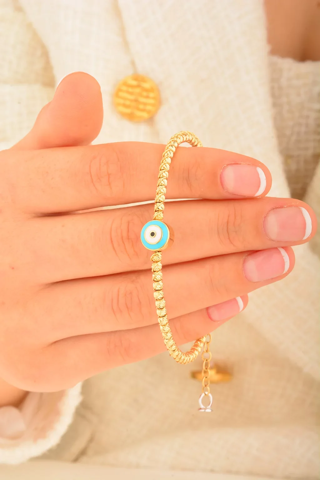 Cebeci 14 Ayar Göz Boncuklu Dorikalı Bilezik