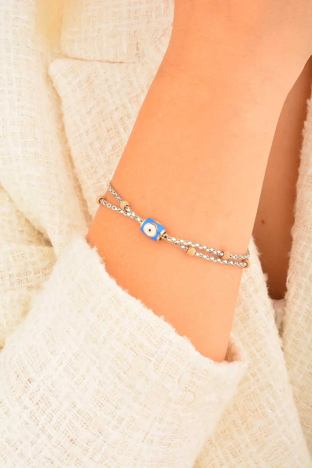 Cebeci 14 Ayar Gözboncuklu Altın Bileklik