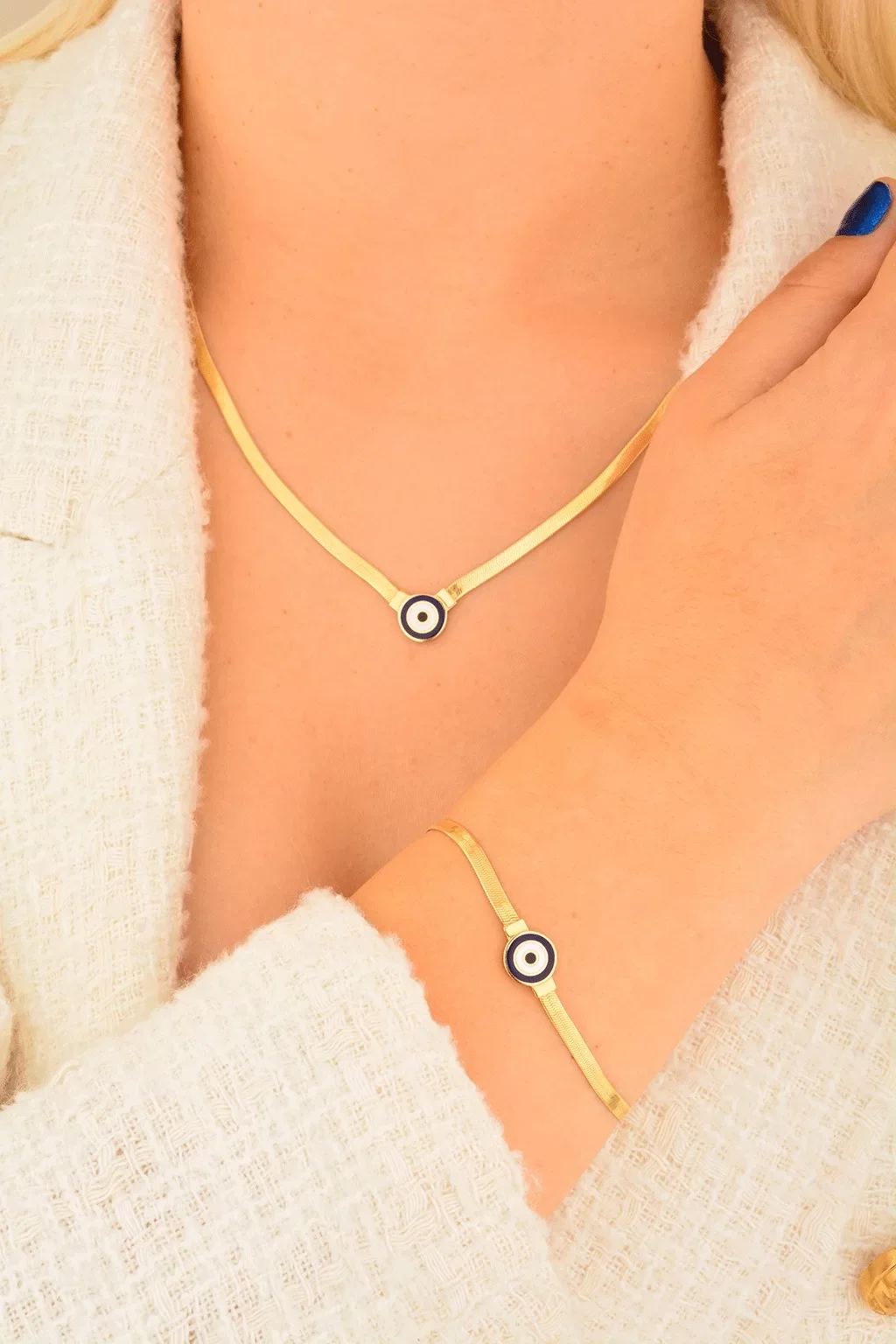 Cebeci 14 Ayar Gözboncuklu Altın Set Takımı