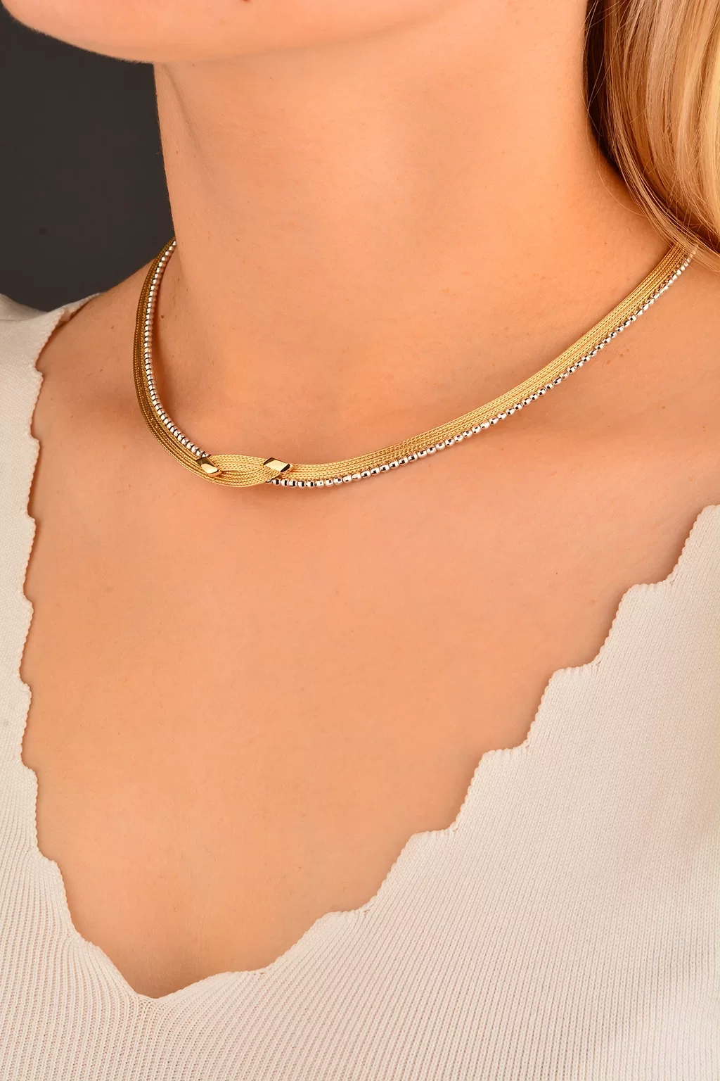 Cebeci 14 Ayar Hasır Altın Kolye