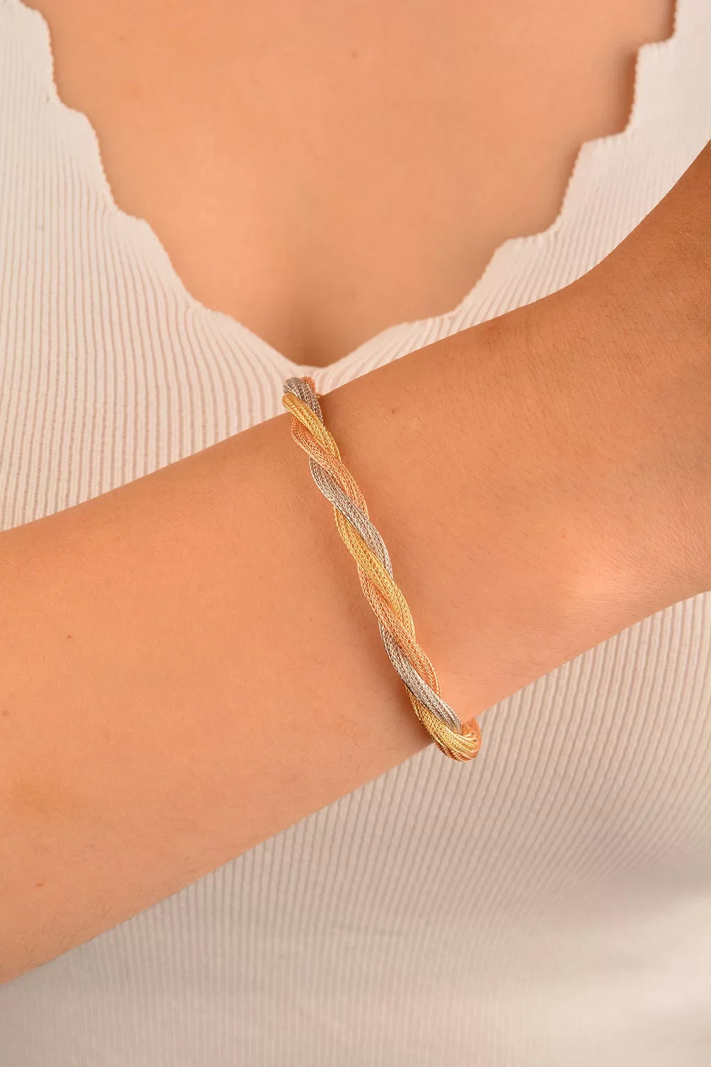 Cebeci 14 Ayar Hasır İp Altın Bileklik