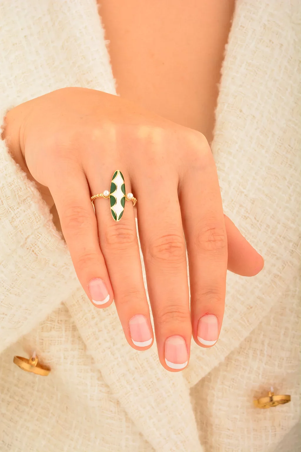 Cebeci 14 Ayar İncili Altın Yüzük