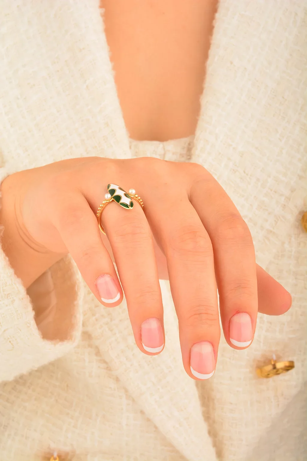 Cebeci 14 Ayar İncili Altın Yüzük