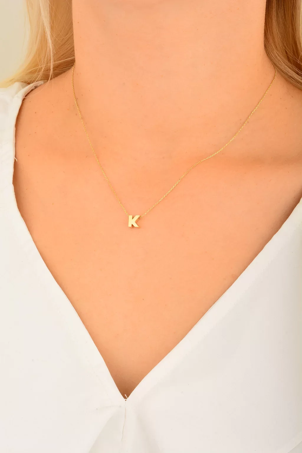 Cebeci 14 Ayar K Harfli Altın Kolye