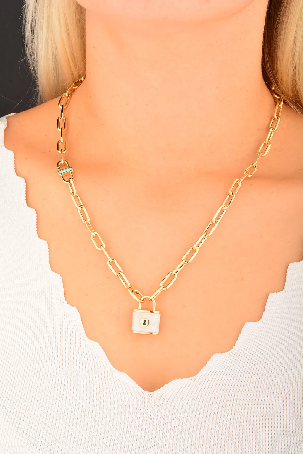 Cebeci 14 Ayar Kilit Altın Kolye