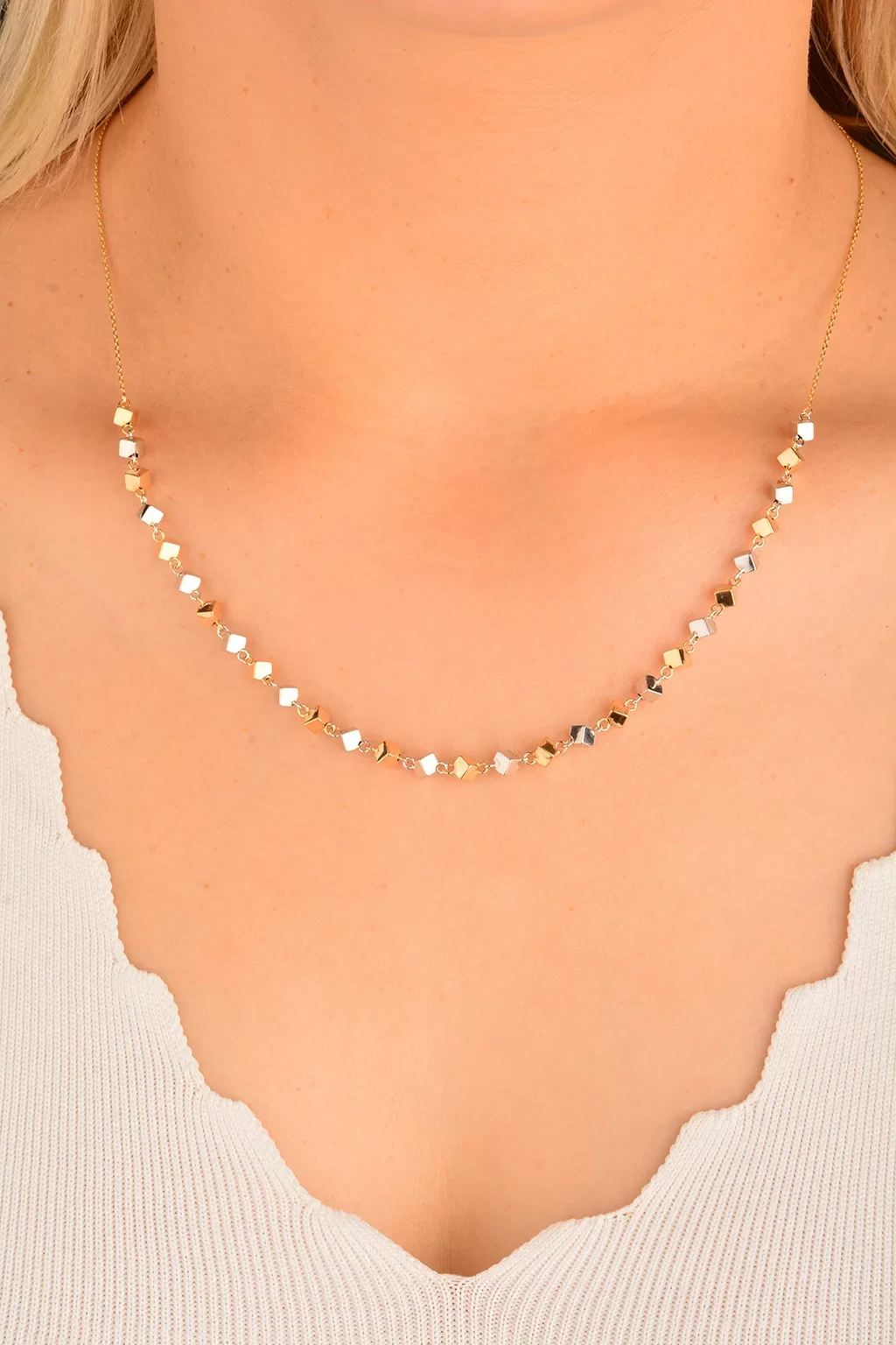 Cebeci 14 Ayar Küp Renkli Altın Kolye