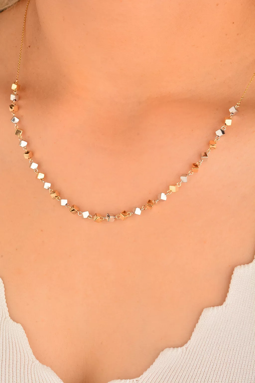 Cebeci 14 Ayar Küp Renkli Altın Kolye