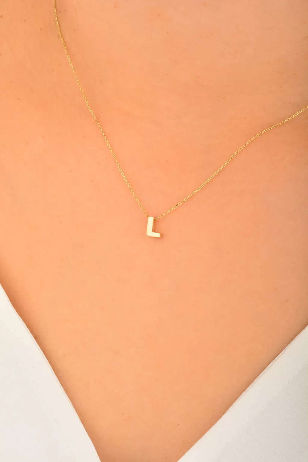 Cebeci 14 Ayar L Harfli Altın Kolye