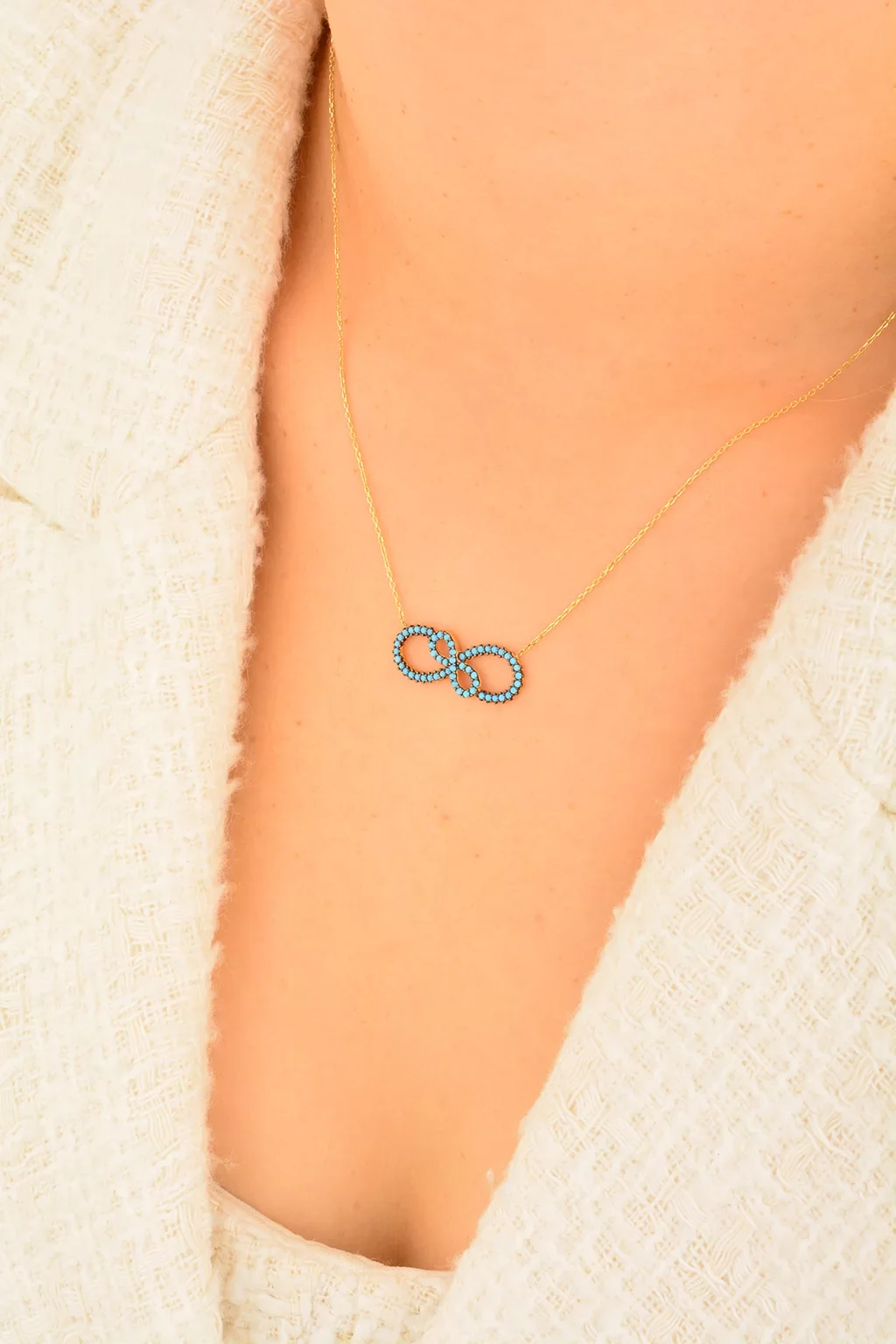 Cebeci 14 Ayar Mavi Sonsuzluk Altın Kolye