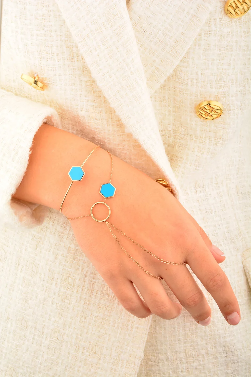 Cebeci 14 Ayar Mavi Taşlı Rose Şahmeran