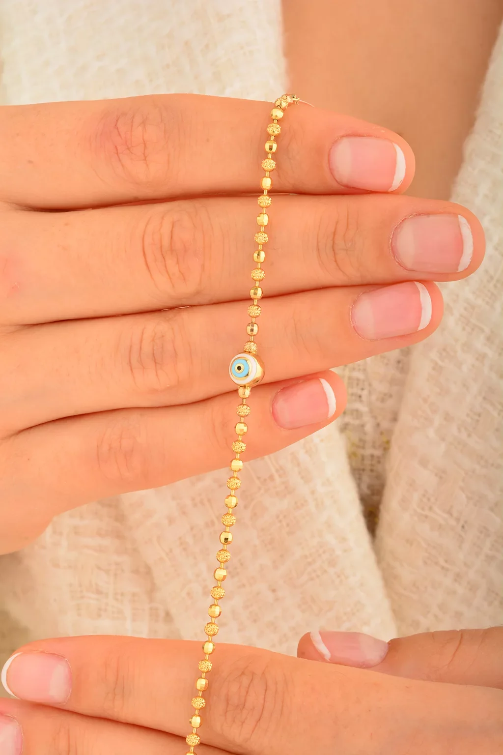 Cebeci 14 Ayar Nazar Boncuklu Altın Bileklik