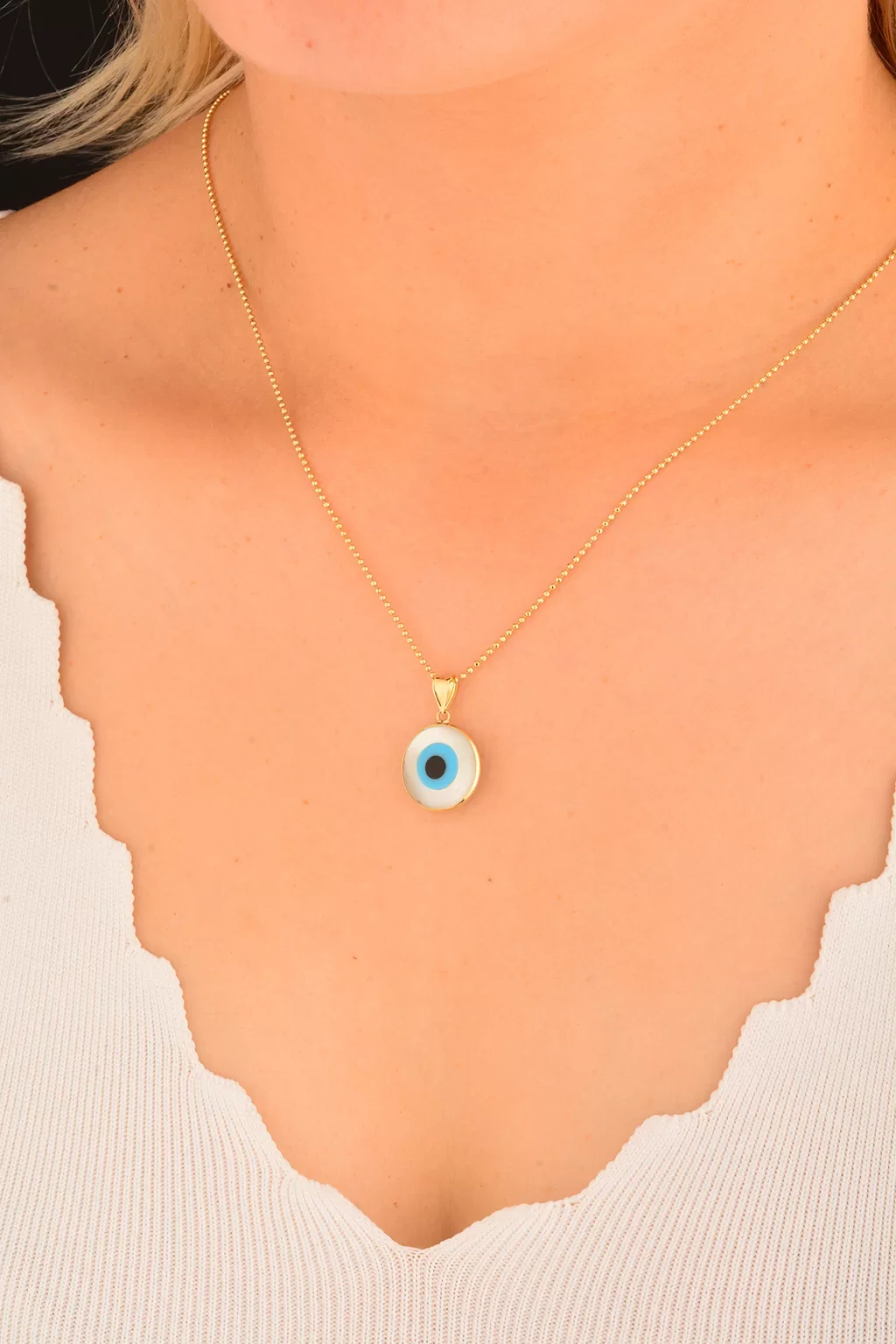 Cebeci 14 Ayar Nazar Boncuklu Kolye Ucu