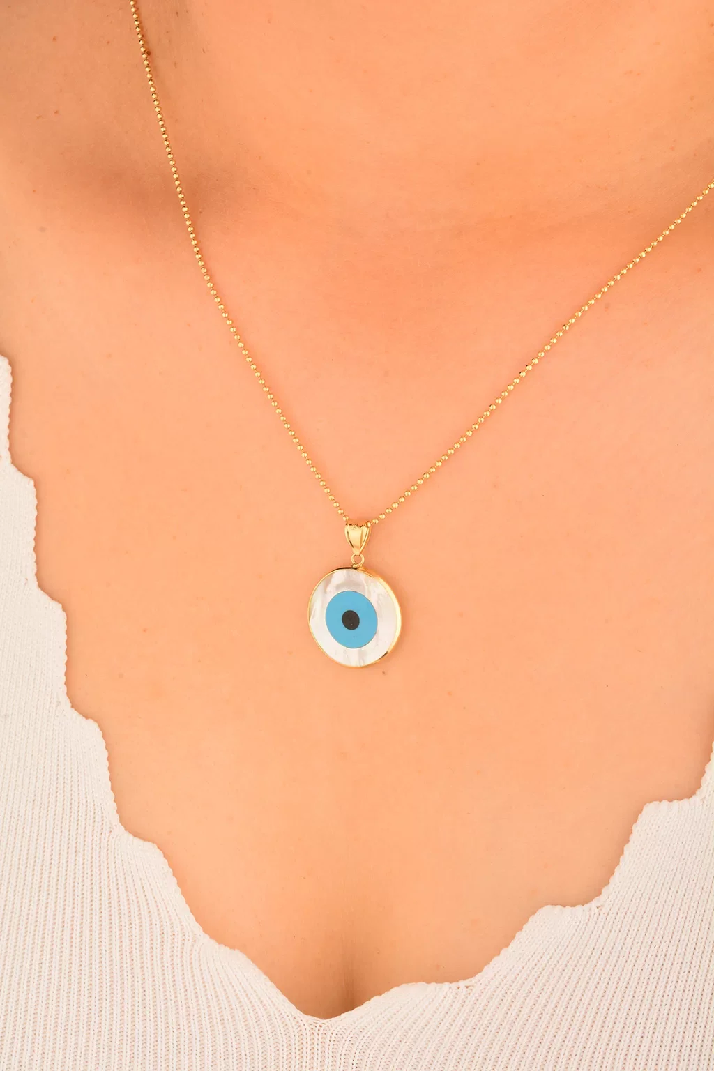 Cebeci 14 Ayar Nazar Boncuklu Kolye Ucu