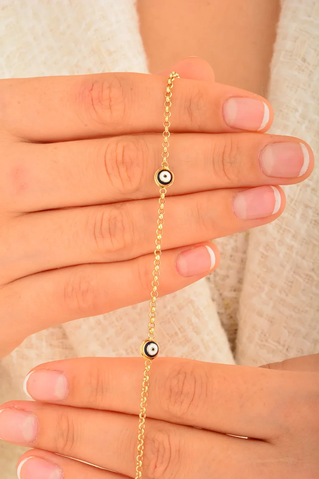 Cebeci 14 Ayar Nazarboncuklu Altın Bileklik