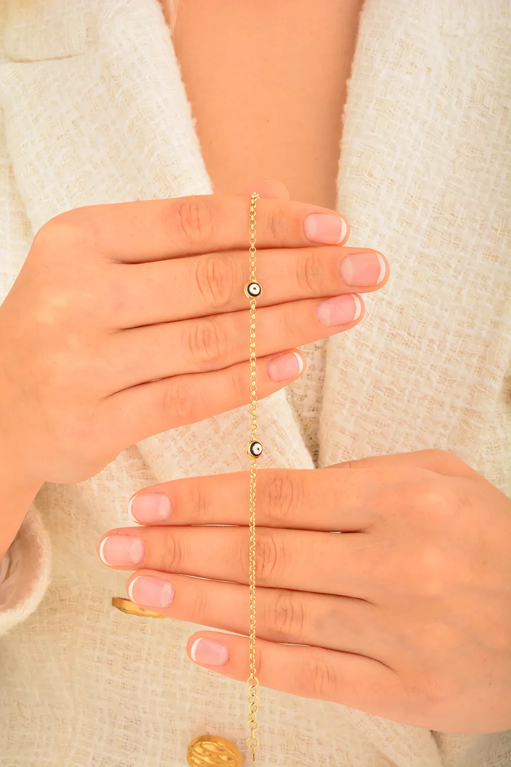 Cebeci 14 Ayar Nazarboncuklu Altın Bileklik