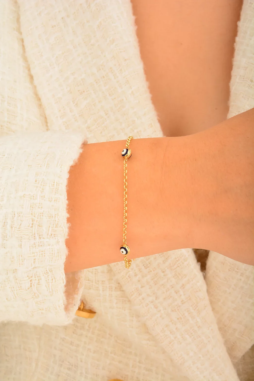 Cebeci 14 Ayar Nazarboncuklu Altın Bileklik